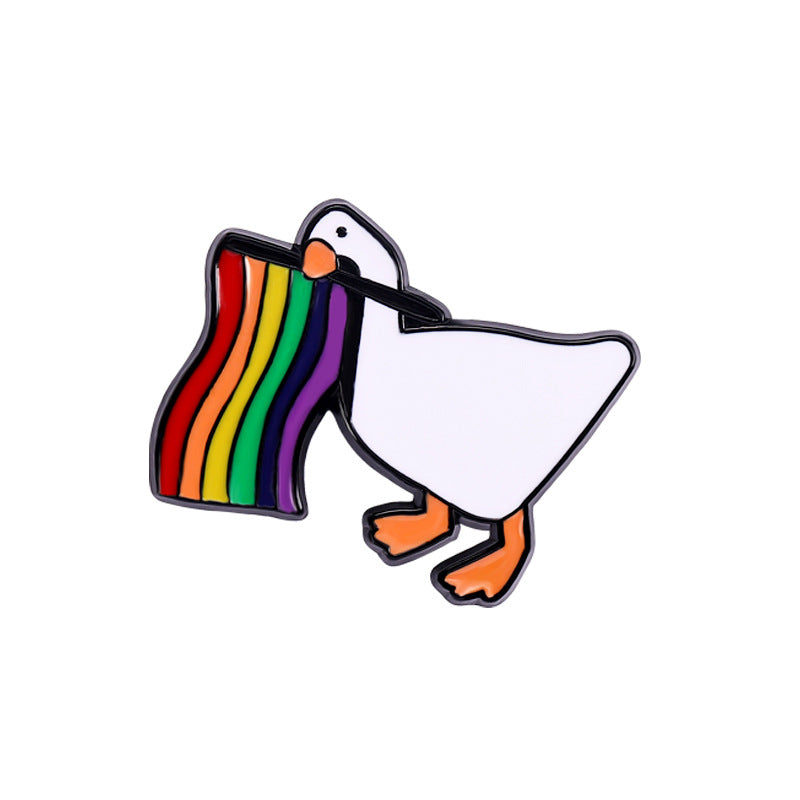 Cartoon de aleación al por mayor lindo gato negro pato lgbt arcoirbow broche